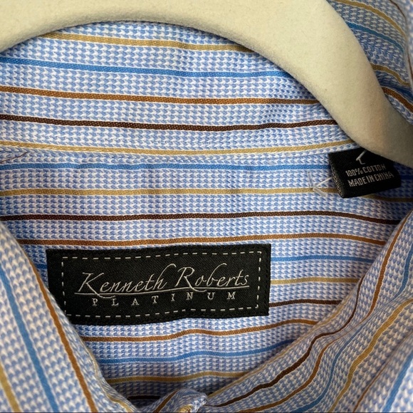 Kenneth Roberts Blue Striped Button Down Shirt Size L - Picture 2 of 4